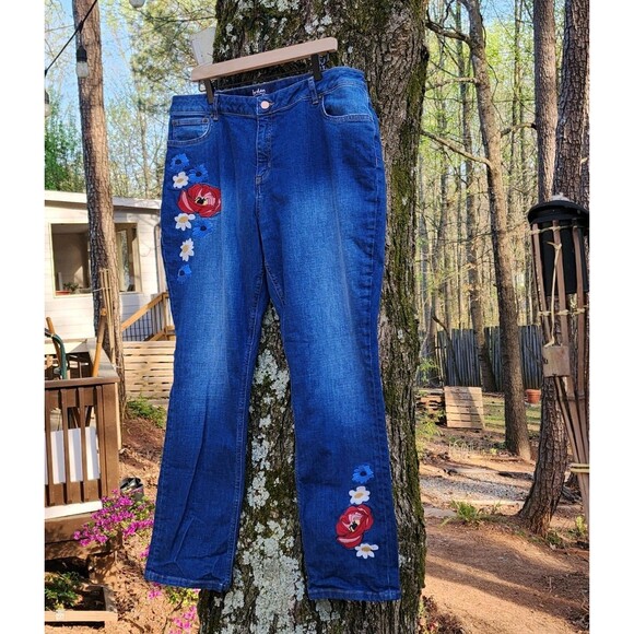 Boden The Cavendish Girlfriend Ankle Jeans Embroidered Artisan UK 20R US 16 R - Picture 6 of 16